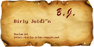 Birly Jolán névjegykártya
